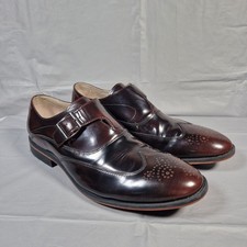 Clarks Monk Strap Brogue Shoes Mens UK 8.5G Black Leather Formal Wedding