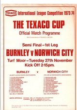 73/74 Texaco Cup Semi - Final Burnley v Norwich (S/S)