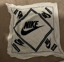 FW19 Supreme x Nike Bandana White Black Cotton Scarf 21.25" x 21.25" Accessory 