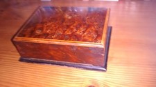 Vintage wooden Burr Walnut???  hinged Trinket Playing Card Box