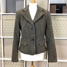Toast Tweed Wool Jacket Blazer Size 14 Brown Slim Fit Heritage Pockets Country