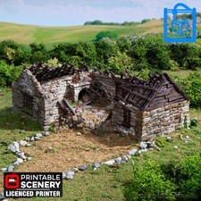 Ruined Highland Stone Barn Tabletop Terrain 3D Print N Gauge/10/15/20/28/32MM