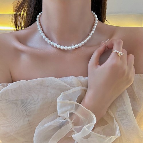 White pearl imitation - pearl, choker