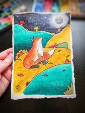 Fox, Autumn Tree And Moon