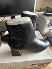 Office Ladies Black Leather Ankle Boots UK Size 6