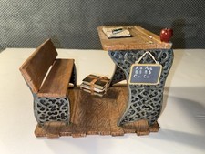 Vintage School Desk Figurine Old Style School Desk 7" x 5" Antique Wood Metal
