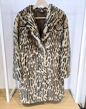 VINTAGE ORIGINAL TESCAN Beaver Lamb Fur Leopard Mid Length Coat Size Large