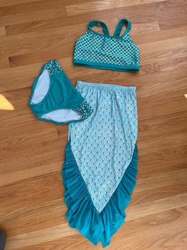 Mermaid teal 3pc bikini - mermaid, crop