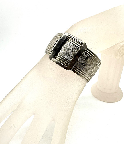 Vintage engraved buckle bangle - engraved,