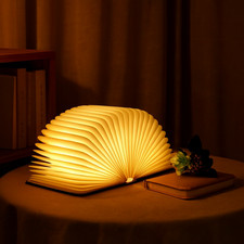 3D Folding Book LED Night Light, USB Desk Lamp, Bedroom,Kids, Walnut/Maple, XL