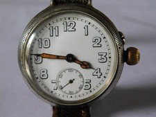 c1917 WW1 MILITARY TRENCH WATCH F. BORGEL CASE SOLID SILVER STAUFFER MOVEMENT