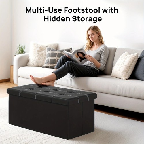 Folding storage ottoman bench - storage,
