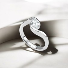 Diamond Ring For Engagement 950 Platinum Lab Grown Marquise 1 Carat IGI E F  VS