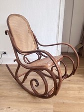 Antique Thonet Vintage  Wood Rattan Cane Rocking Chair Bentwood