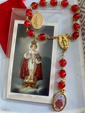 Holy Infant of Prague Chaplet Handmade in Red Quartz Gemstones