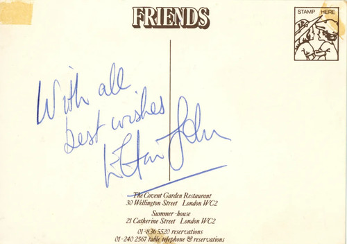 Signed elton john - signed, restaurant
