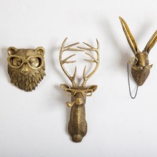 Antique Gold Metal Stag Wall