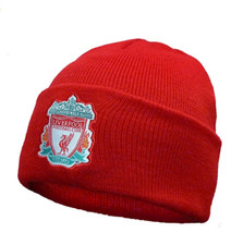 Liverpool FC Official Football Gift Knitted Bronx Beanie Hat Crest Red