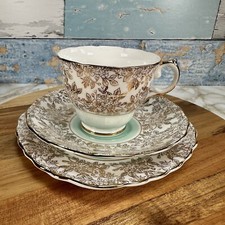 Vintage Ashley  22 KT Gold Bone China cup, saucer & square side plate, Trio