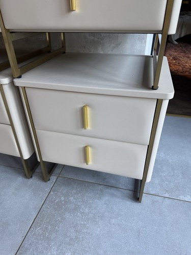 Drawer white gold bedside - gold,
