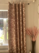 Pink Silk Flowered Lined Curtains 66x90