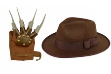 Hat & Claw Glove Set Freddy Krueger Adult Scary Fancy Dress Halloween Costume