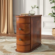 Solid Wood End Table, 2-Drawer