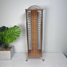 Wicker Wire Metal CD Rack Media Storage Ratan Holds 20 CDs Retro Audio 53cm