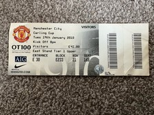 MANCHESTER UNITED V MANCHESTER CITY CARLING CUP TICKET 2009-10