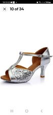Womens Ladies Girls Ballroom Salsa Tango Heeled Latin Dance Dancing Sequin Shoes