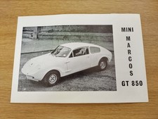 Mini Marcos GT 850, Black & White Sales Brochure And Price List, 1966