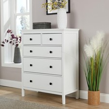 Chest 5 Drawers White Clothing