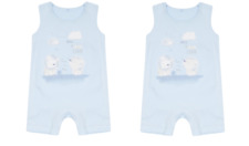 Baby Blue Rompers  Sleepsuit Baby Grows 2 Pack 100% Cotton