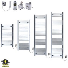 400 mm Wide Electric Chrome Flat Towel Rail Radiator