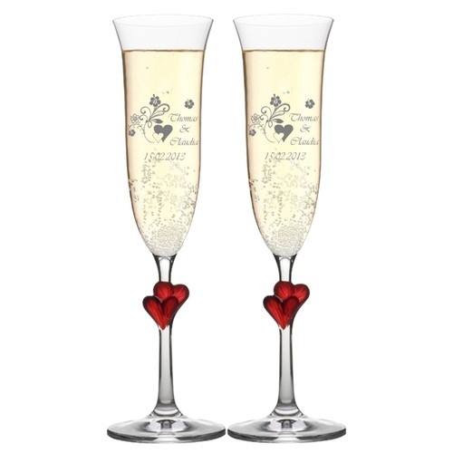 Engraved champagne glasses - glasses,