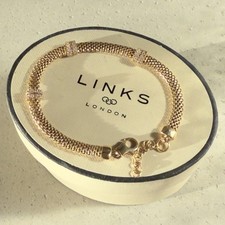 ** Authentic Links of London 925 Gold Vermeil Mesh Bracelet 19–22cm Adj Full HM