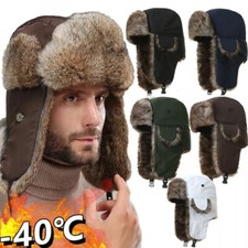 Mens Winter Trapper Aviator Trooper Earflap Warm Russian Waterproof Ski Hat UK