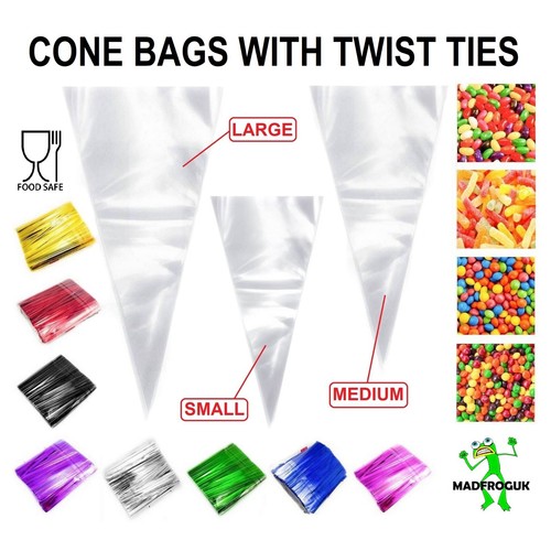 Clear cellophane cone - clear, sweet