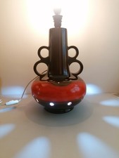 Large West German Pottery Fat Lava Lamp Orange Brown Double Bulb Vintage Retro