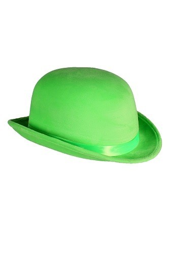 Green bowler hat coloured - green,