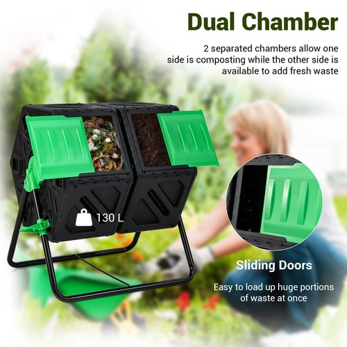 Dual chamber compost tumbler - dual,