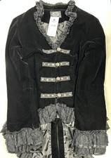 Hearts & Roses Women's gothic black velvet tailed jacket size 10 [WG]