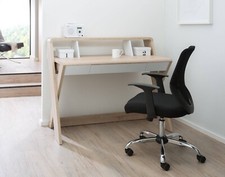 Aspen Light Oak and White Trestle Desk by Alphason