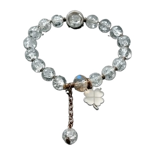 Clear beaded stretch bracelet - clear,