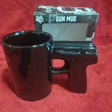 Thug Life Gun Coffee Mug Pistol Black Ceramic Novelty Gift New Boxed