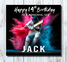 Cricket Birthday Card Personalised Male Boys Girl Son Grandson Brother Nephew