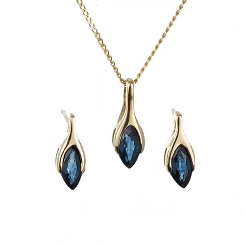 9ct gold sapphire set - 9ct,