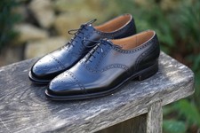 Unworn Crockett & Jones UK 7.5E Handgrade Black Semi Brogue Oxfords
