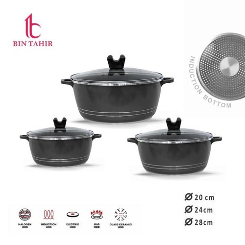 3pcs grey induction non stick - induction,
