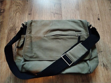 Jeff Banks Green messenger bag with zipper front pocket and back pouch storage 